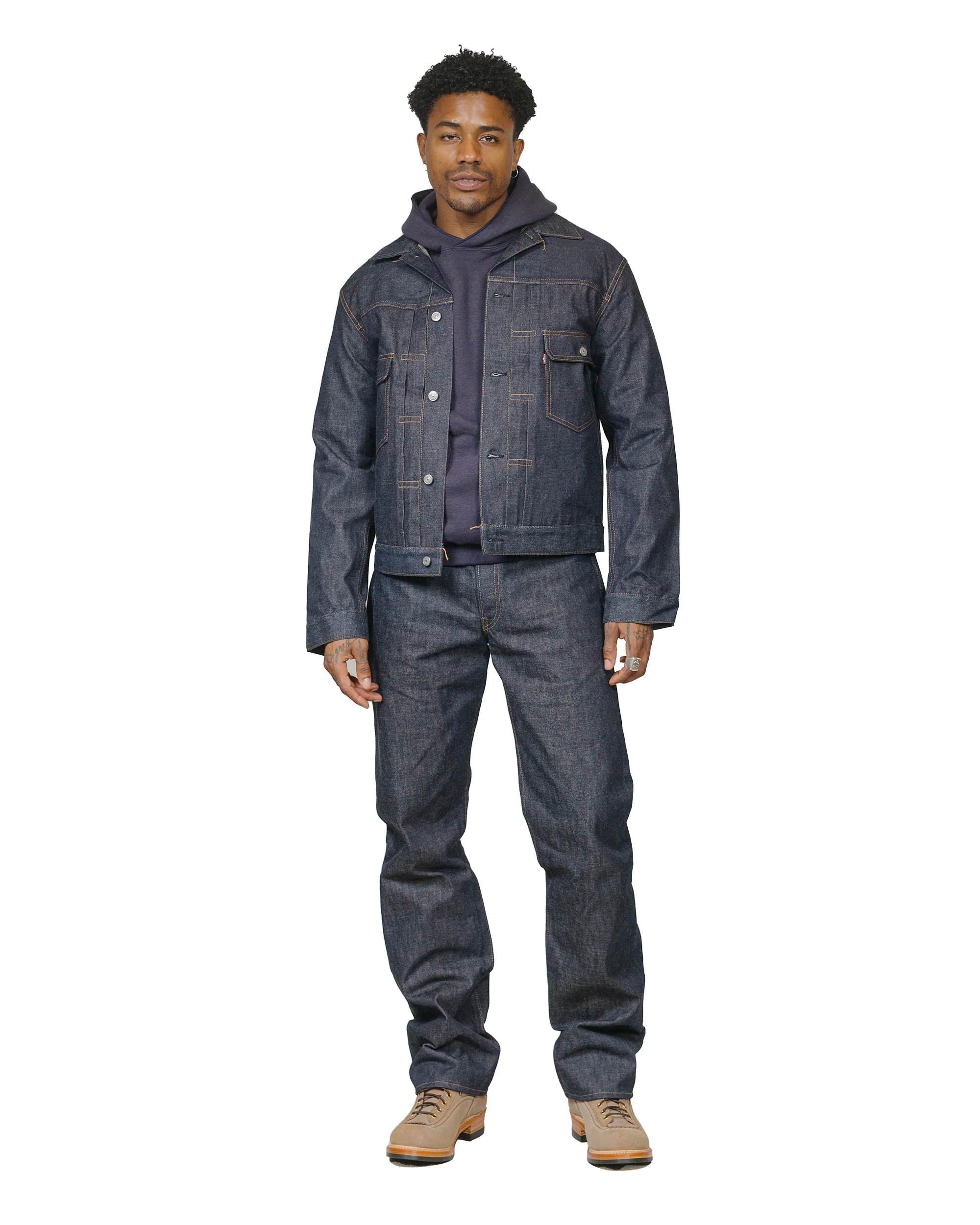 Warehouse Lot. JG-CS12 The Knockout Hoodie Plain Navy - Image 4