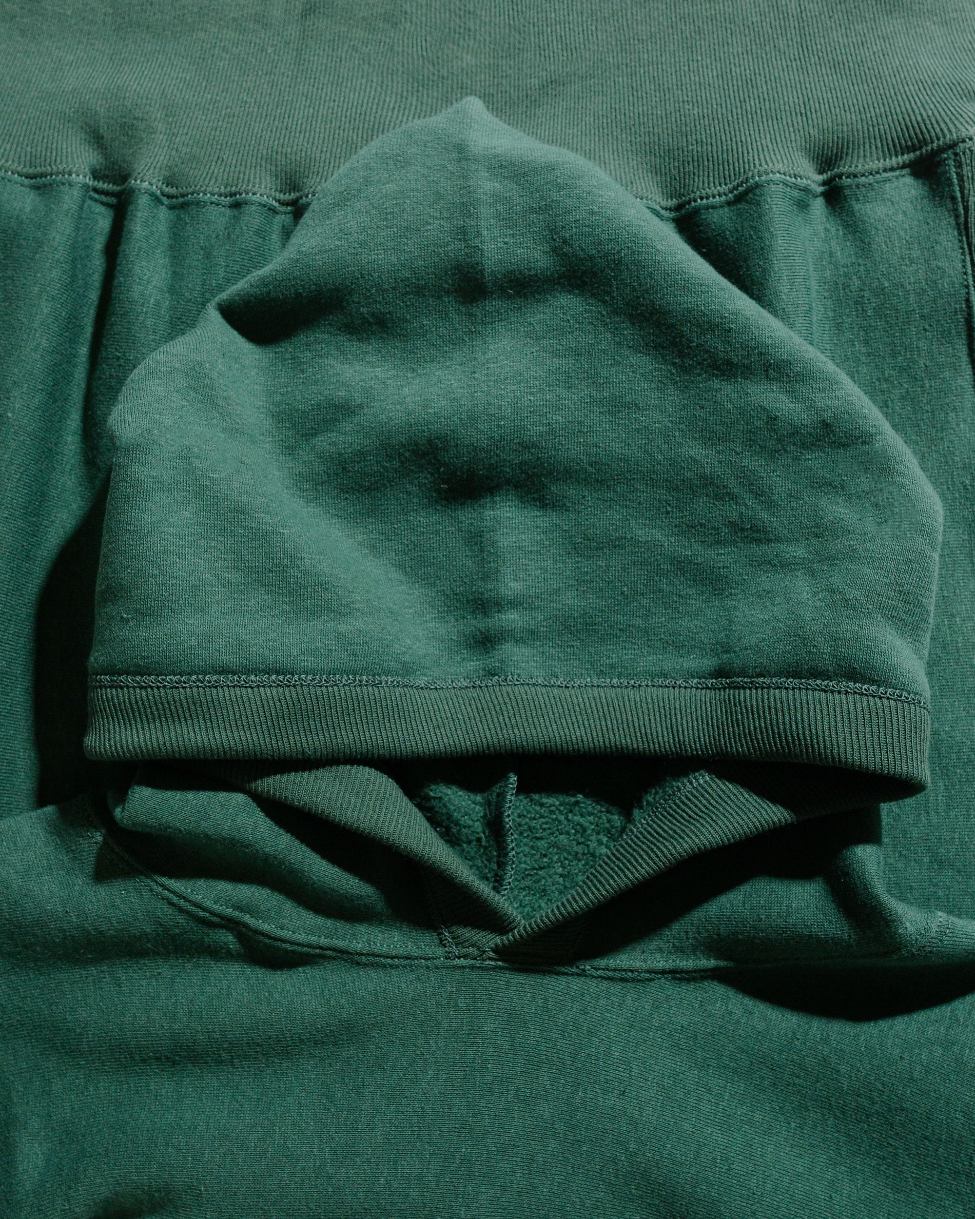 Warehouse Lot. JG-CS17 Rib-Trimmed RW Hoodie No Print Dark Green - Image 5